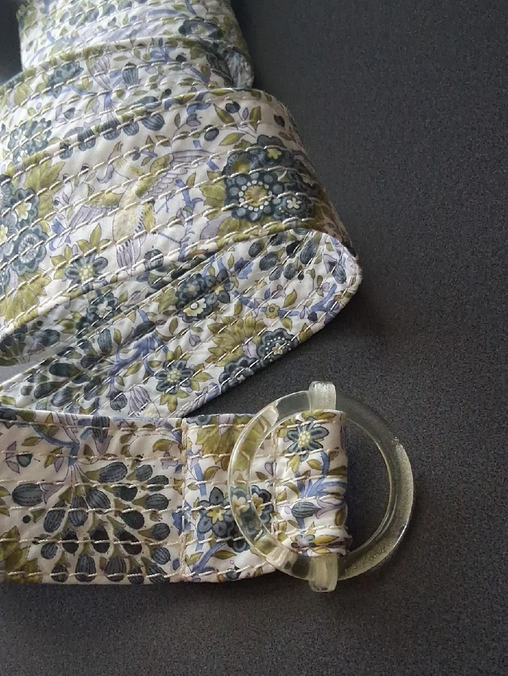 New* J.Crew M/L Cotton Floral & Foliage Belt White Blue Green - Picture 2 of 10